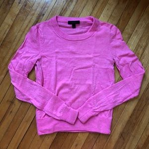 J Crew bright pink cropped wool sweater